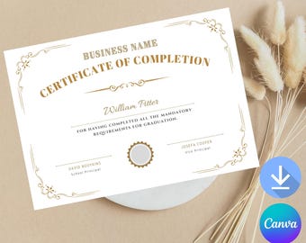 編集可能な修了証書、Canvaテンプレート、印刷可能なコース修了証書、ビューティーアワード、DIYアーティストトレーニング証明書