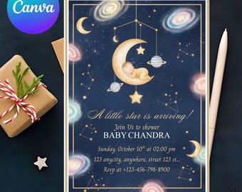 A Baby is Brewing Baby Shower Invitation, Stripe Baby is Brewing Baby Shower Invite, Coffee Baby Shower Invite, 5x7", Canva Template