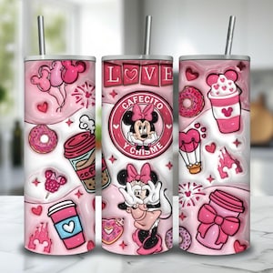 Pink Cartoon Love Tumbler Wrap | Minnie Mouse Sublimation Design (Digital Download) image 1