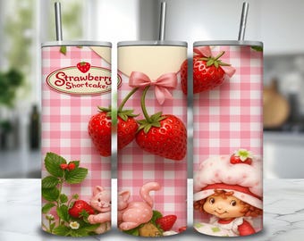 Strawberry Girl Tumbler Wrap PNG | Dessert Cartoon Design (Digital Download)