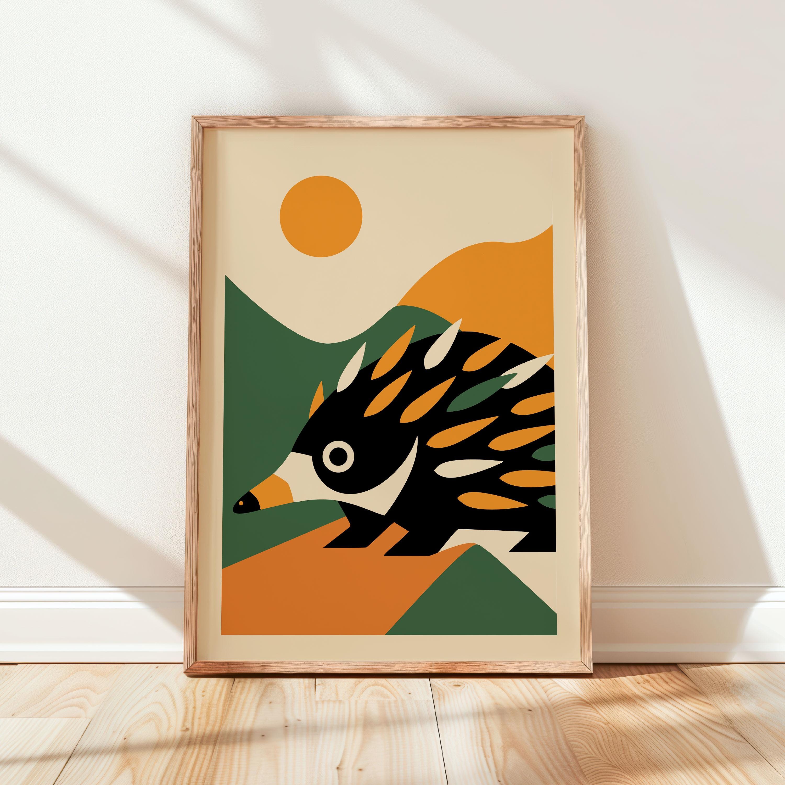 Abstract Echidna Poster - Modern Wildlife Wall Art - Etsy Australia