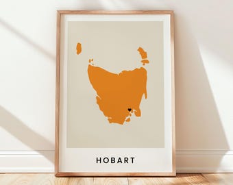 Hobart Tasmania Map Wall Art, Australia Travel Poster, Minimalist City Map Print, Moving Away Gift