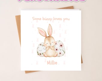 Carte de Pâques personnalisée | Message Un lapin qui t'aime, carte de visite pour enfants