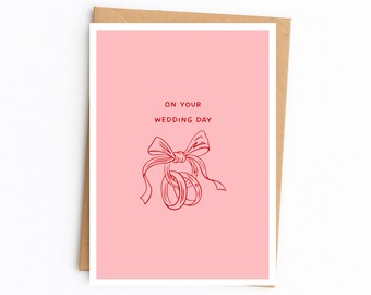 Tarjeta de boda romántica, anillos dibujados a mano, felicitación moderna (A6)