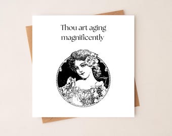 Carte vintage drôle - Salutations médiévales de meme - Anniversaire sarcastique - Carte d'ami