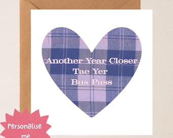 Carte d'anniversaire écossaise drôle | Humour insolent, phrase de passe de bus