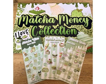 Colección de rastreadores de ahorro de matcha, tarjetas de desafío laminadas, juego para rellenar efectivo