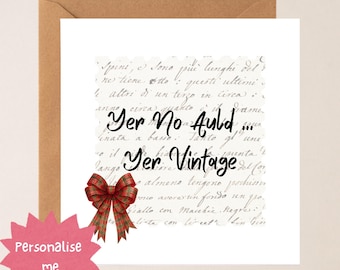 Carte d'anniversaire écossaise drôle | Voeux d'argot écossais vintage Yer No Auld