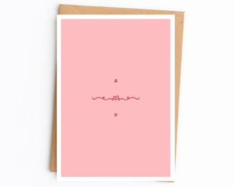 Tarjeta de boda personalizada, diseño minimalista moderno, tamaño A6 (impresa en el Reino Unido)