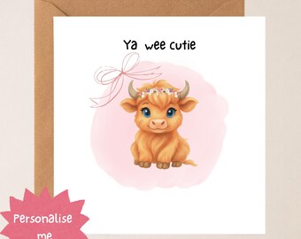 d'anniversaire de vache des Highlands | Argot écossais, girly, personnalisez-moi