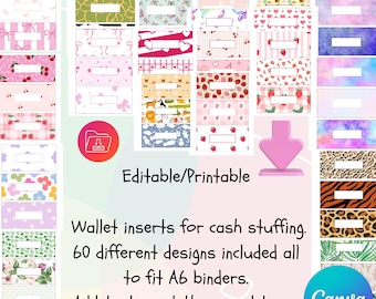 Lot de 60 caches-caisses A6 | Reliure budgétaire modifiable imprimable (téléchargement numérique)