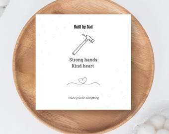 Cartão para o Dia dos Pais, Ilustração Minimalista de Martelo, Mensagem de Agradecimento (Quadrado 6x6)