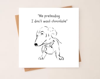 Carte de Pâques drôle de chien | Humour meme chocolat teckel (intérieur vierge)