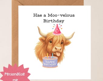 d'anniversaire de vache des Highlands | Argot écossais, girly, personnalisez-moi