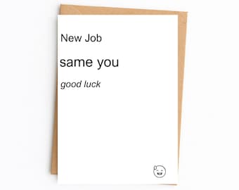 Tarjeta de felicitación por nuevo empleo, diseño minimalista, mensaje de buena suerte, fabricada en Gran Bretaña (5x7)