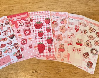 Offre groupée de suivi des économies sur les fraises | Classeur Kawaii A6 - Défi de farce en espèces