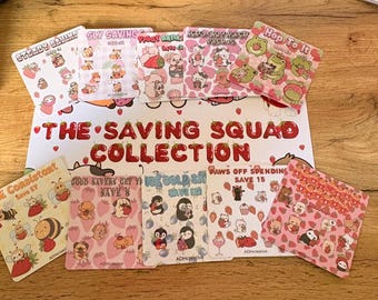 Cash stuffing tracker bundle, Laminated savings challenge , UK budget Cards fit in A6 Binder| Vol 1