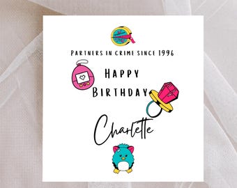 Cartão personalizado "Amigos desde o Ano", feliz aniversário, nome personalizado