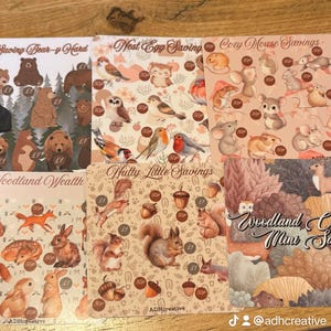 Woodland Animal Savings Challenge Cards | Bear, Bird, Mouse, Squirrel Trackers