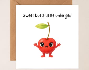 Carte d'anniversaire drôle de cerise | Jeu de mots « Sweet Friend » (enveloppe incluse)