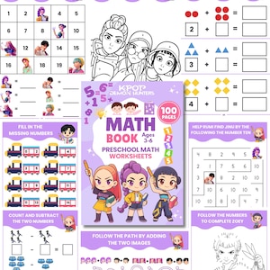 100 Kpop Demon Hunters Matte Arbetsblad Förskolebarn Aktiviteter Upptagen Bok Pedagogiskt Lärande Skola Matematik Siffror Utskrivbara Småbarn