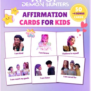 Bekräftelsekort för barn Kpop Demonjägare Utskrivbara småbarn Psykisk hälsa Copingfärdighet Motivation Uppmuntran Visionstavla