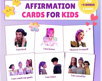 Carte di affermazione per bambini Kpop Demon Hunters Stampabili Bambini piccoli Salute mentale Capacità di affrontare Motivazione Incoraggiamento Vision Board