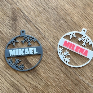 Personalized 3D printed Christmas bauble – Name and color of your choice