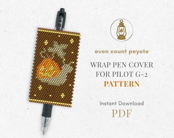 Pumpkin Snail bead wrap pen pilot g2 cover pattern, Halloween even count peyote, spooky