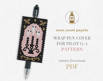Ghost Candelabra bead wrap pen pilot g2 cover pattern, Halloween even count peyote, spooky