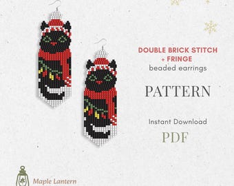 Patroon winterzwarte kat kralenoorbellen: kerststeensteek (pdf-download), vakantieschema