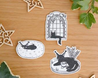 Cozy Day Sticker Set | ⊹ Black Kitties collection ⊹ | Black Cat Stickers