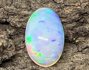 Natural White Opal Cabochon – Ethiopian Oval Gemstone for Jewelry Making