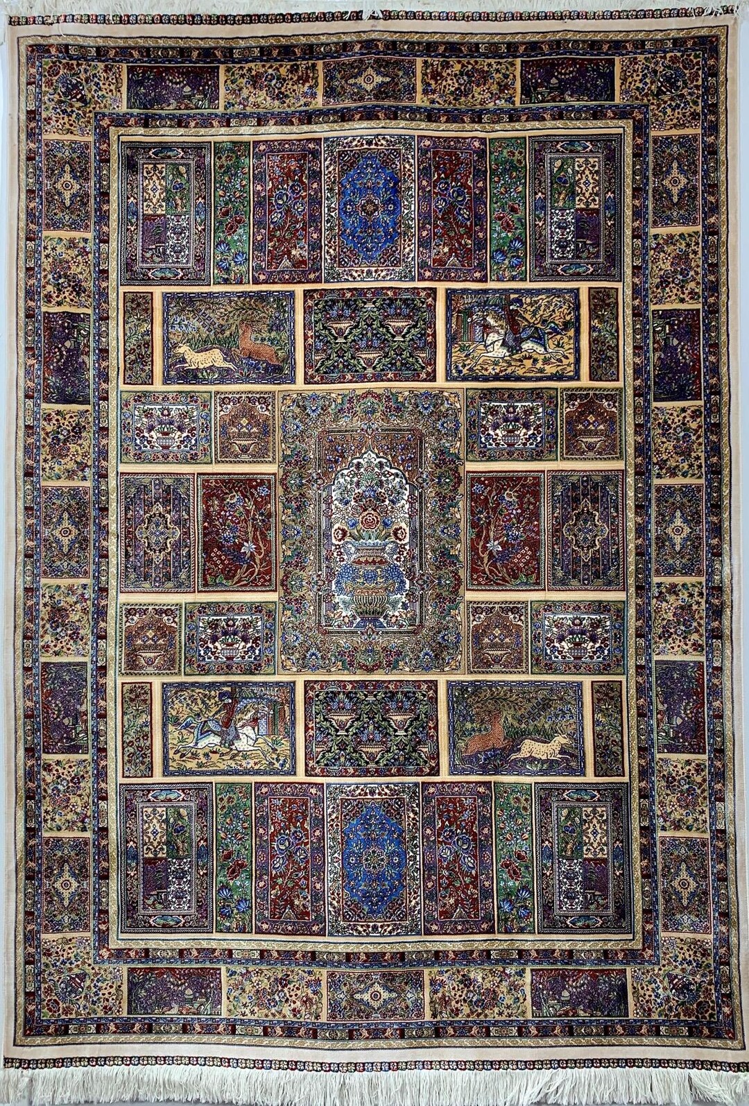 Persion Rug Figures Wool Silk Persion Rug Paradise Garden Scene Design 172x 122 Cm - Etsy