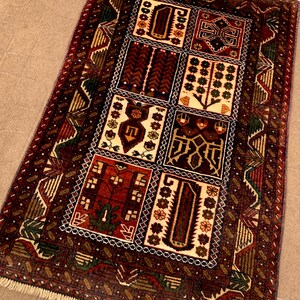 Alfombra de lana tejida a mano con diseño de patchwork, estilo tribal bohemio geométrico (84x130 cm)