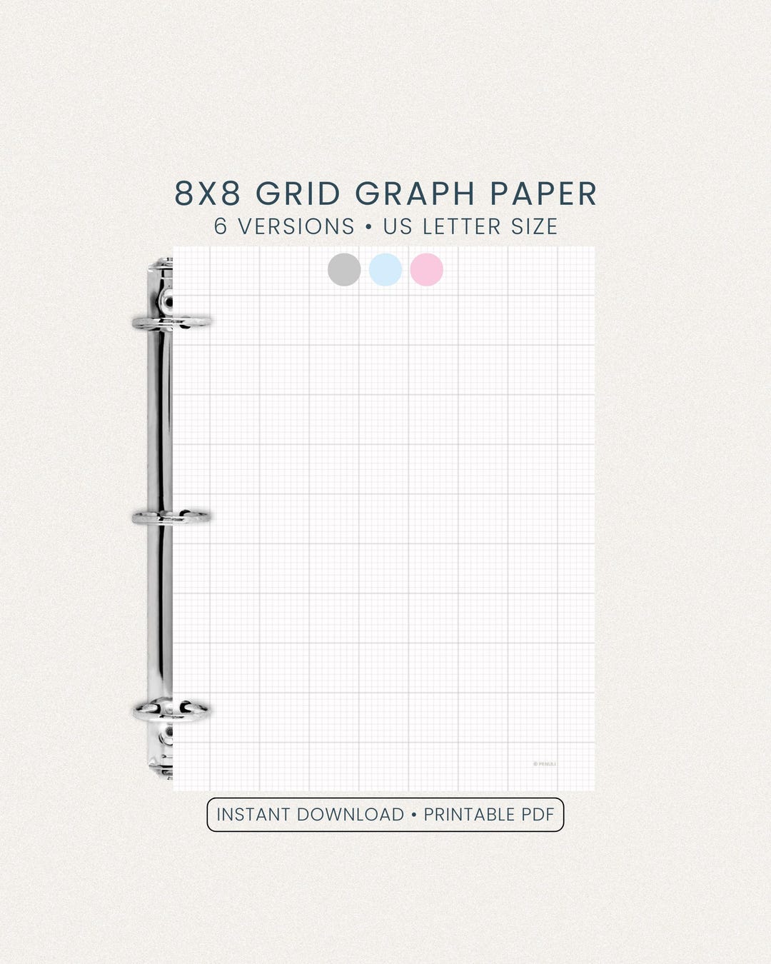 8x8 Grid Paper With Index Lines | 6 Page Technical Graph Paper PDF - Etsy