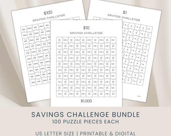 Savings Challenge Bundle: 12 Money Saving Trackers, Printable and Digital Use (US Letter Size)