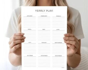 Yearly Plan Overview | Letter, A5, A4, PDF | Undated Planner Insert | Print or Use Digitally