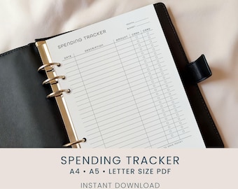 Spending Tracker, Letter, A5, A4, Daily Expense Monthly Budget Planner, Finance Tracker