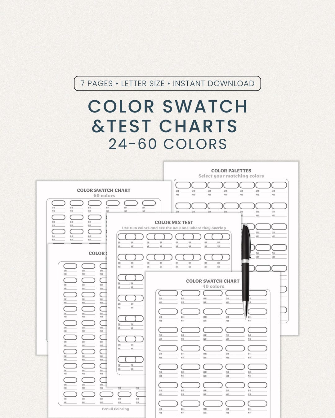 Swatch Color Color Swatch Template: Mixing & Palette Sheets (PDF Download) - Etsy