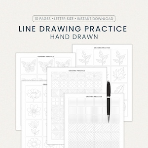 Line Drawing Practice Sheets: Floral, Butterfly (PDF & PNG)