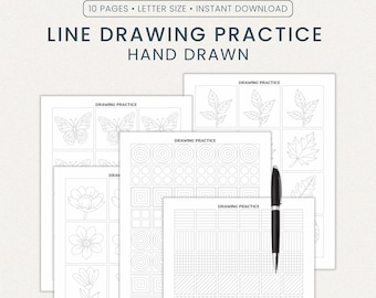 Line Drawing Practice Sheets: Floral, Butterfly (PDF & PNG)