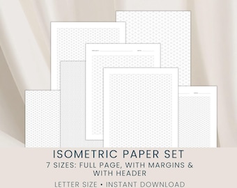 Isometric Grid Paper Bundle: Full Page, Margins & Project Header, 4-10mm Spacing (Printable PDF)