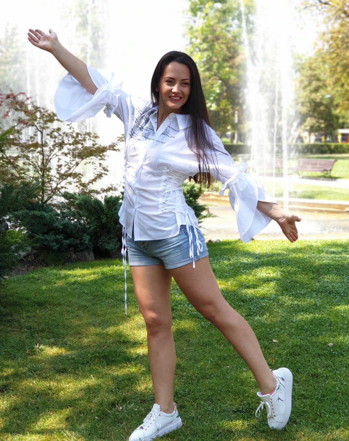 oversized shirt tied