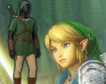 Disfraz de cosplay de Legend of Zelda: túnica de algodón hecha a mano con detalles de cuero.