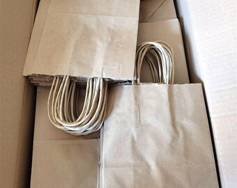 White Paper Gift Bags with Handles Medium Gift Bags for Shopping Party Favors Retail Packaging 8x4.5x10