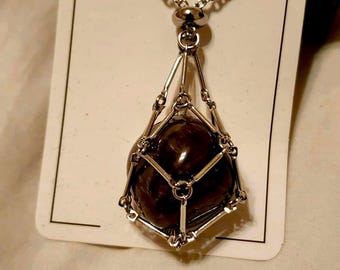 Interchangeable Crystal Cage Pendant – Stainless Steel Stone Holder Necklace for Men & Women