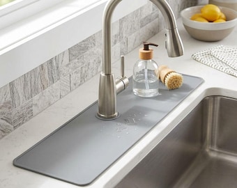 30" x 5.5" Kitchen Sink Splash Mat, Custom Faucet Mat, Cut to Fit Sink Splash Guard, Absorbent Countertop Mat, Soap Dispenser Mat