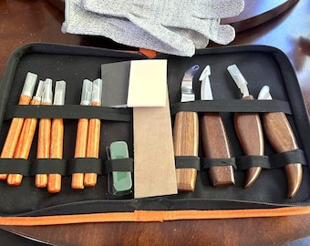 26-in-1 Wood Carving Kit for Beginners & Hobbyists – Spoon Carving Tools with Hook Knife, Whittling Knife, Chisels, Gloves and Wood Blank