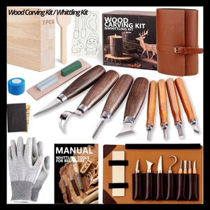Wood Carving Kit for Beginners Adults Kids – Deluxe Whittling Tools Set with Leather Case | DIY Woodworking Craft Gift for Men Teens bild 4